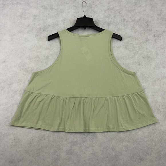 Buffalo David Bitton Babydoll Top Womens Size XL Green Peplum Tank MSRP $39 - Picture 8 of 13